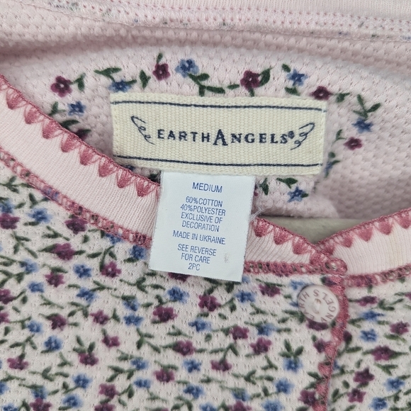 Y2K Vintage Earth Angels Sleep Pajama Grandma Shirt Size Woman's Medium - Picture 5 of 5